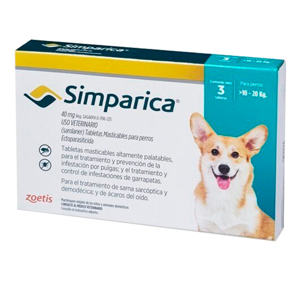 farmacia (163) SIMPARICA DE 10 A 20 K (03 TABLETAS) - Imagen 1