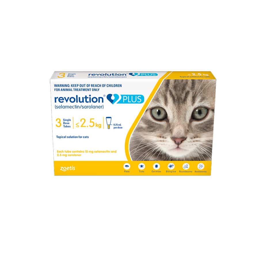 mv001491 REVOLUTION PLLUS GATO HASTA 2,5 KG X 3 PIPETAS AMARILLA - Imagen 1